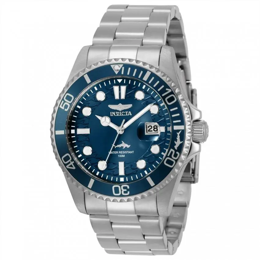 Invicta Pro Diver 50942 Men’s 43mm Blue Bezel Black Dial Watch