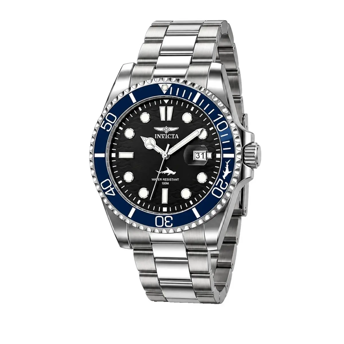 Invicta Pro Diver Selaxis 50942 43mm Black Dial Blue Bezel Quartz Watch