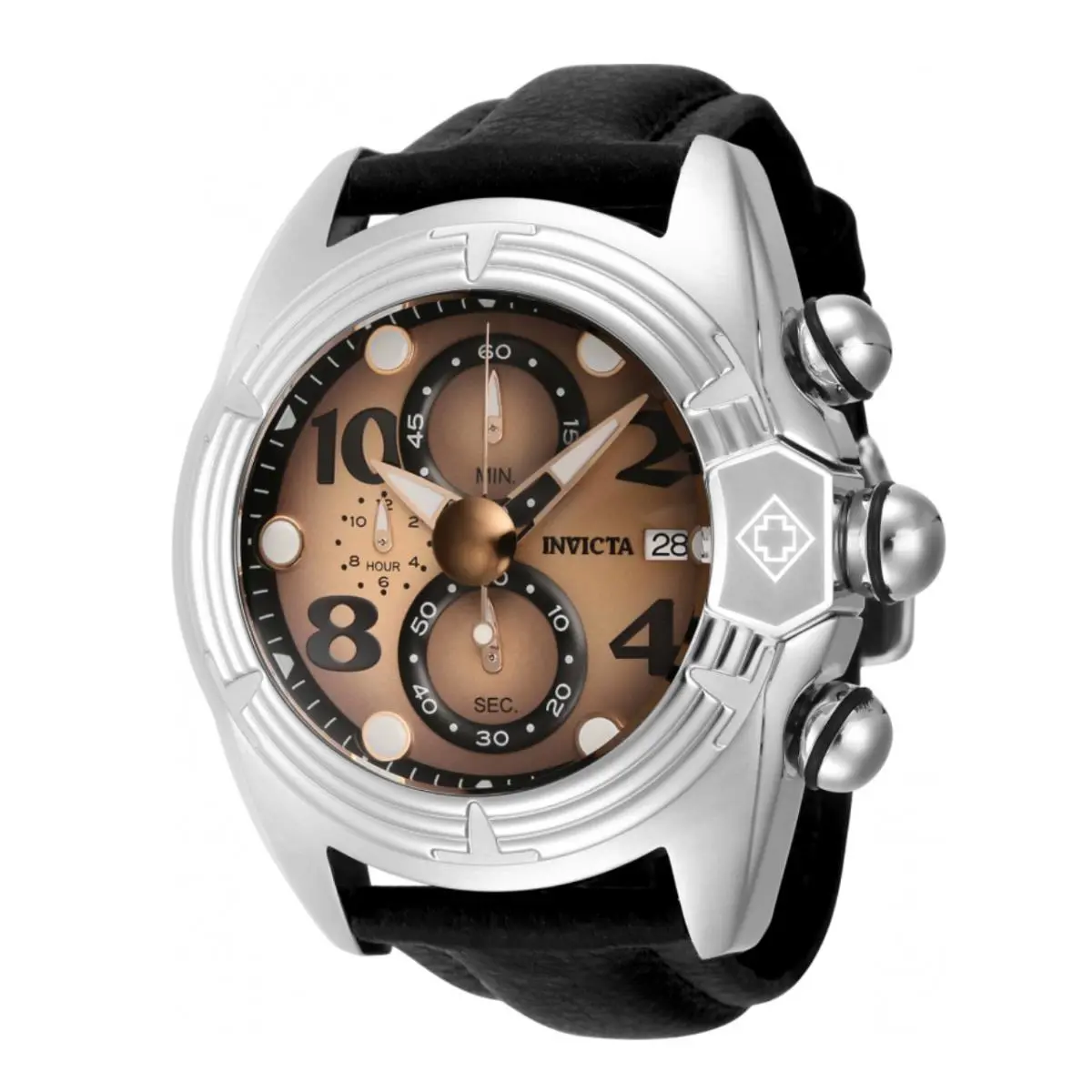 Invicta Lupah Horizon Men`s 52mm Rose Gold Fly-back Chronograph Watch 43879 - Dial: Black, Bronze, Brown, Multicolor, Pink, Rose Gold, Band: Black, Bezel: Silver