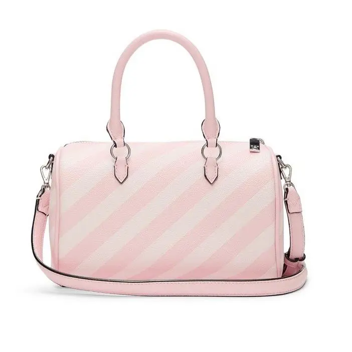 Victoria’s Secret Pink White Iconic Heritage Stripe Mini Duffel Bag - Handle/Strap: Pink, Hardware: Silver, Lining: Pink