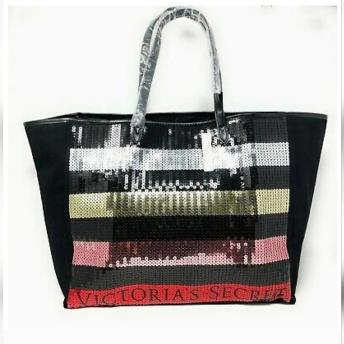 Victoria`s Secret Black and Pink Sequin Tote Bag