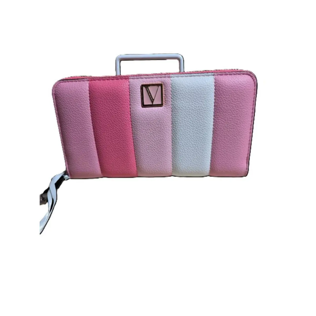 Victoria Secret Pink White Striped Zip Around Wallet