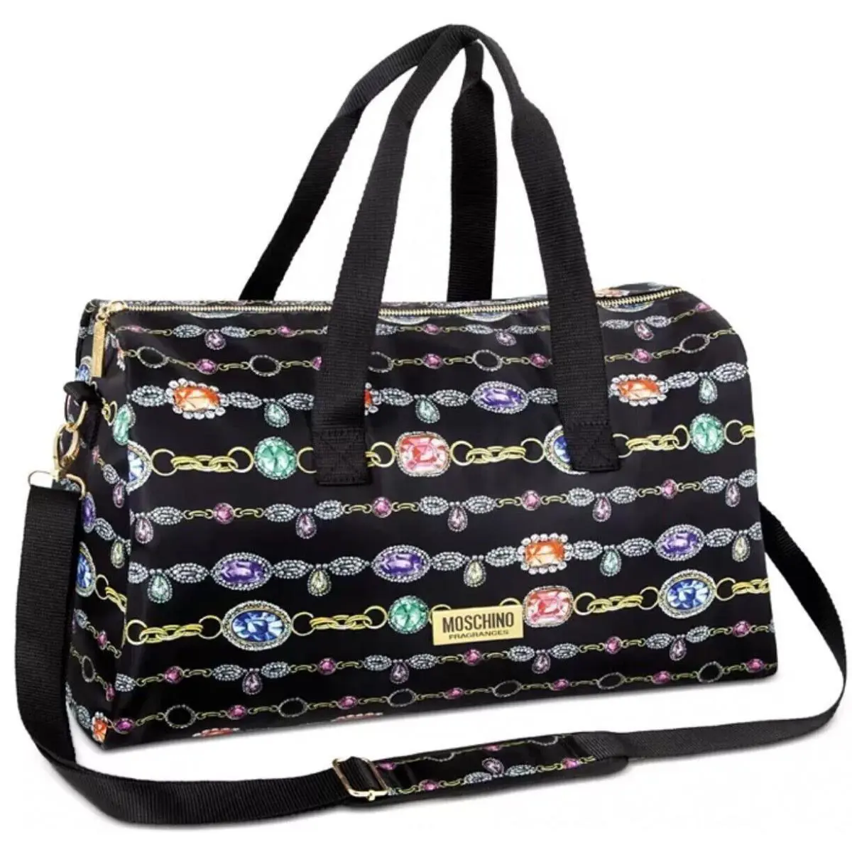 Moschino Fragrances Black Duffle Travel Bag Overnight Shoulder Handbag Weekender