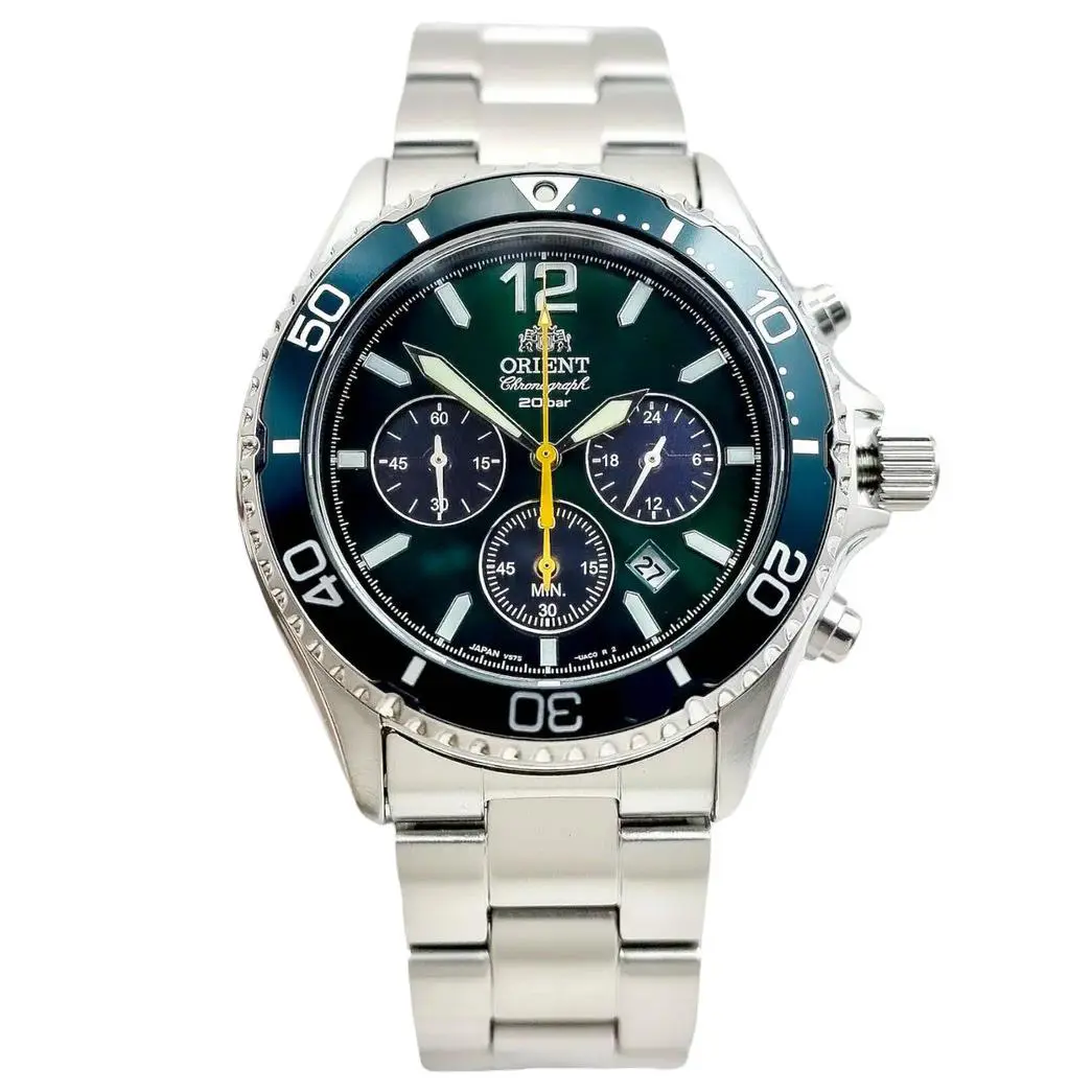 Orient Sport Mako Solar Powered Sapphire Green Dial RN-TX0204E Men`s Watch