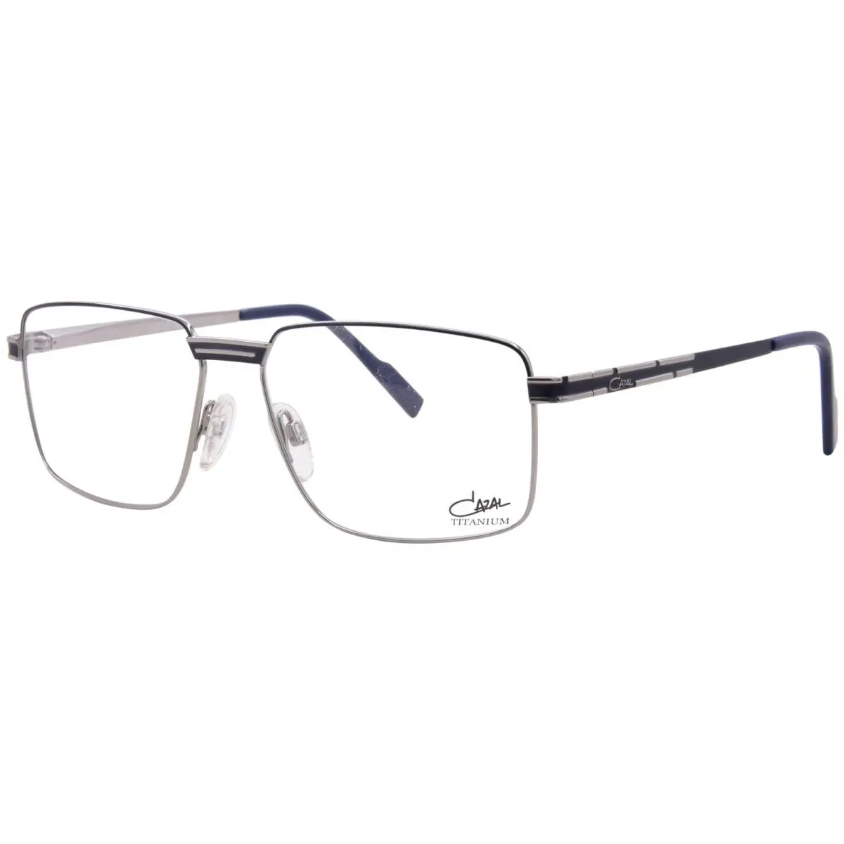 7088 003 Titanium Eyeglasses Men`s Night Blue/silver Full Rim Square 58mm by Cazal