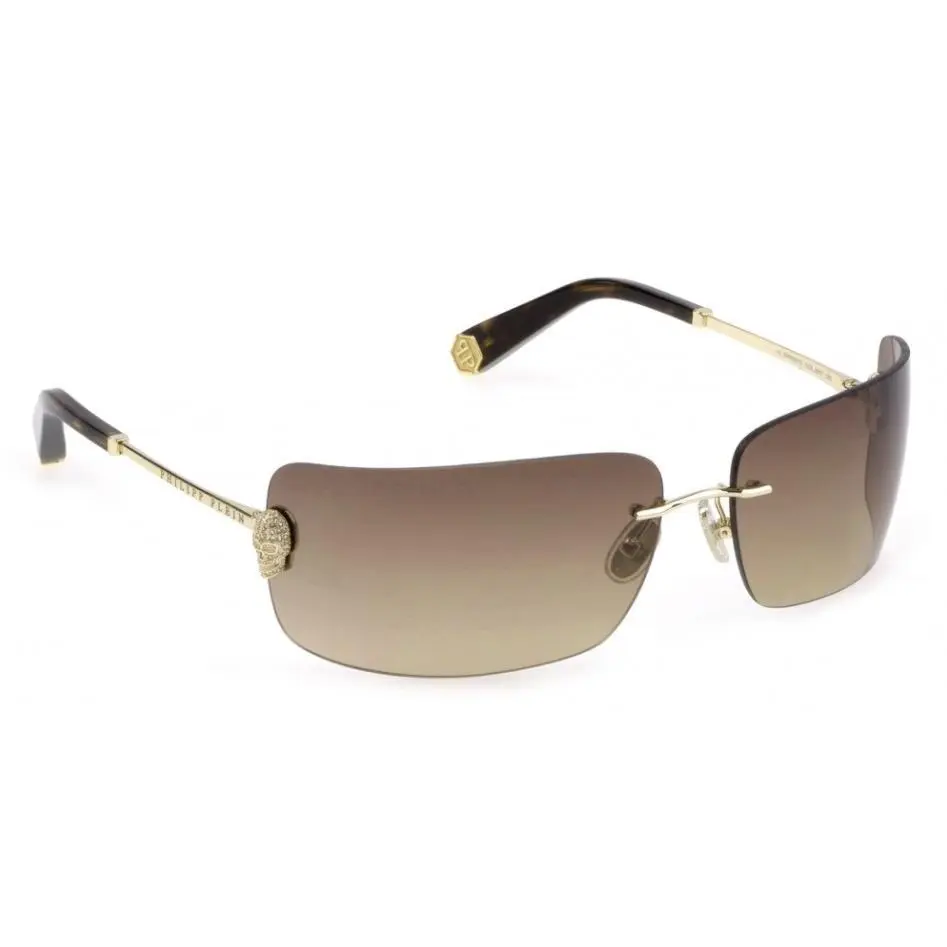 Captivating Highfashion Philipp Plein Unisex Sunglasses SPP027S-300Y Brown Smoke