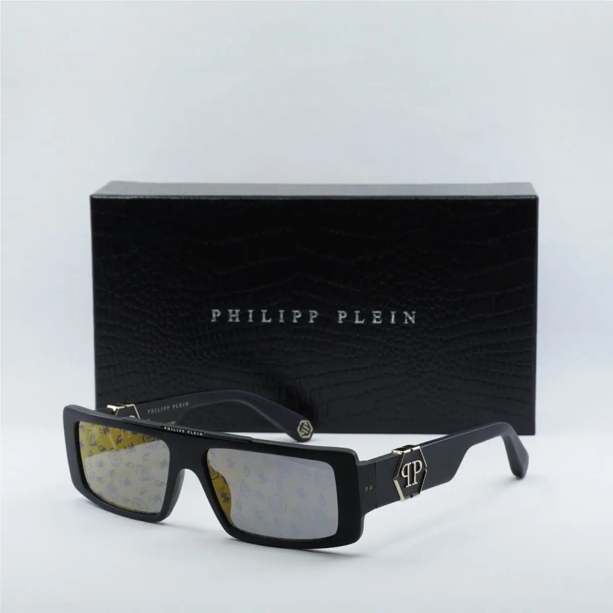 Philipp Plein SPP003M 703L Matt Black/gold Mirror with Pattern 58-15-145