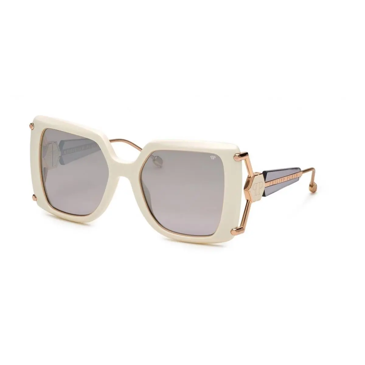 SPP121S 3GFX Ivory/gold/grey Silver Mirror Sunglasses by Philipp Plein