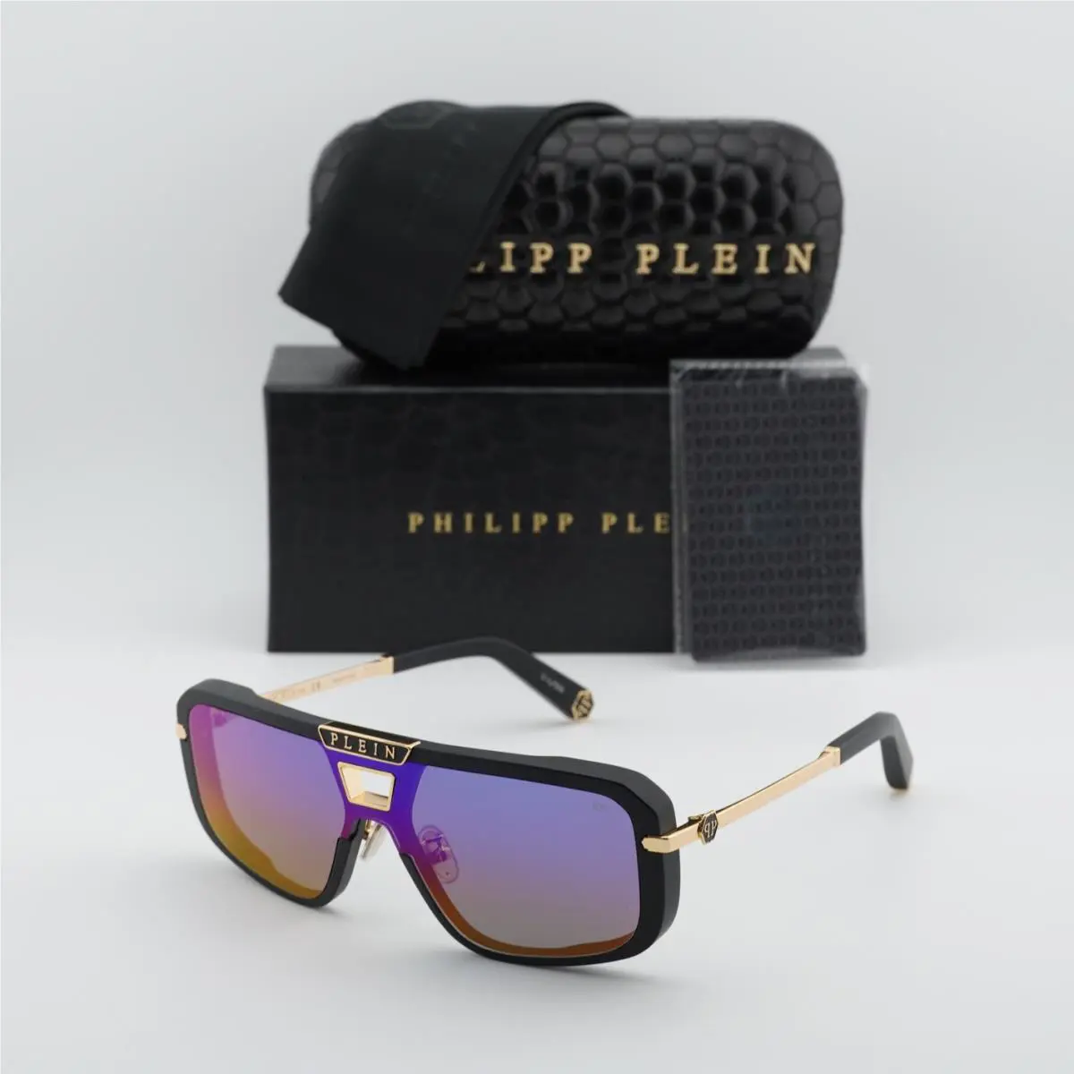 Philipp Plein SPP008M 703V Black/smoke Rainbow Mirror 99-0-145 Sunglasses