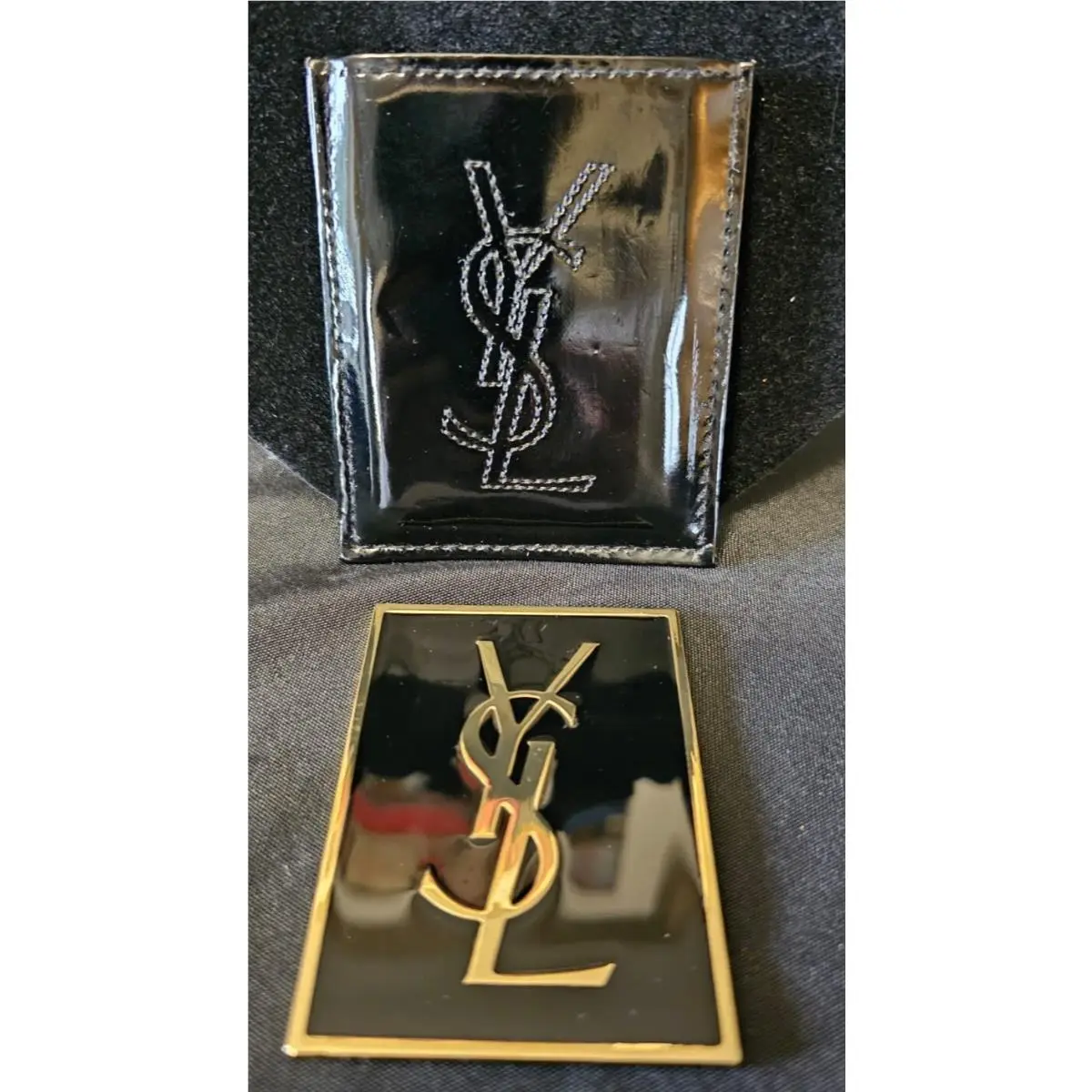 Ysl  Novelty Mirror Leather Case in Black 3 Rare by Yves Saint Laurent