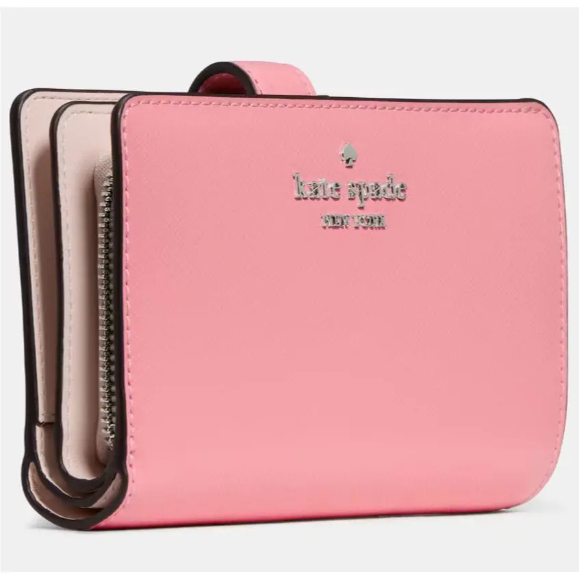 Kate Spade Medium Bifold Wallet Pink Saffiano Leather KN752 Retail
