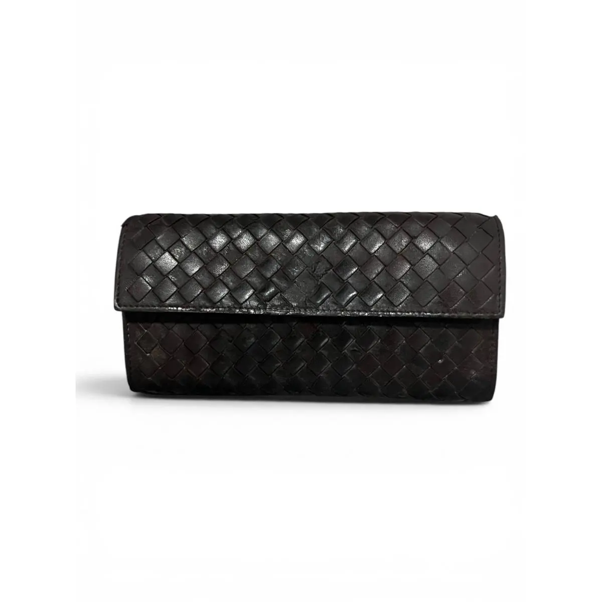 Bottega Veneta Intrecciato Woven Leather Bifold Wallet in Chocolate Brown
