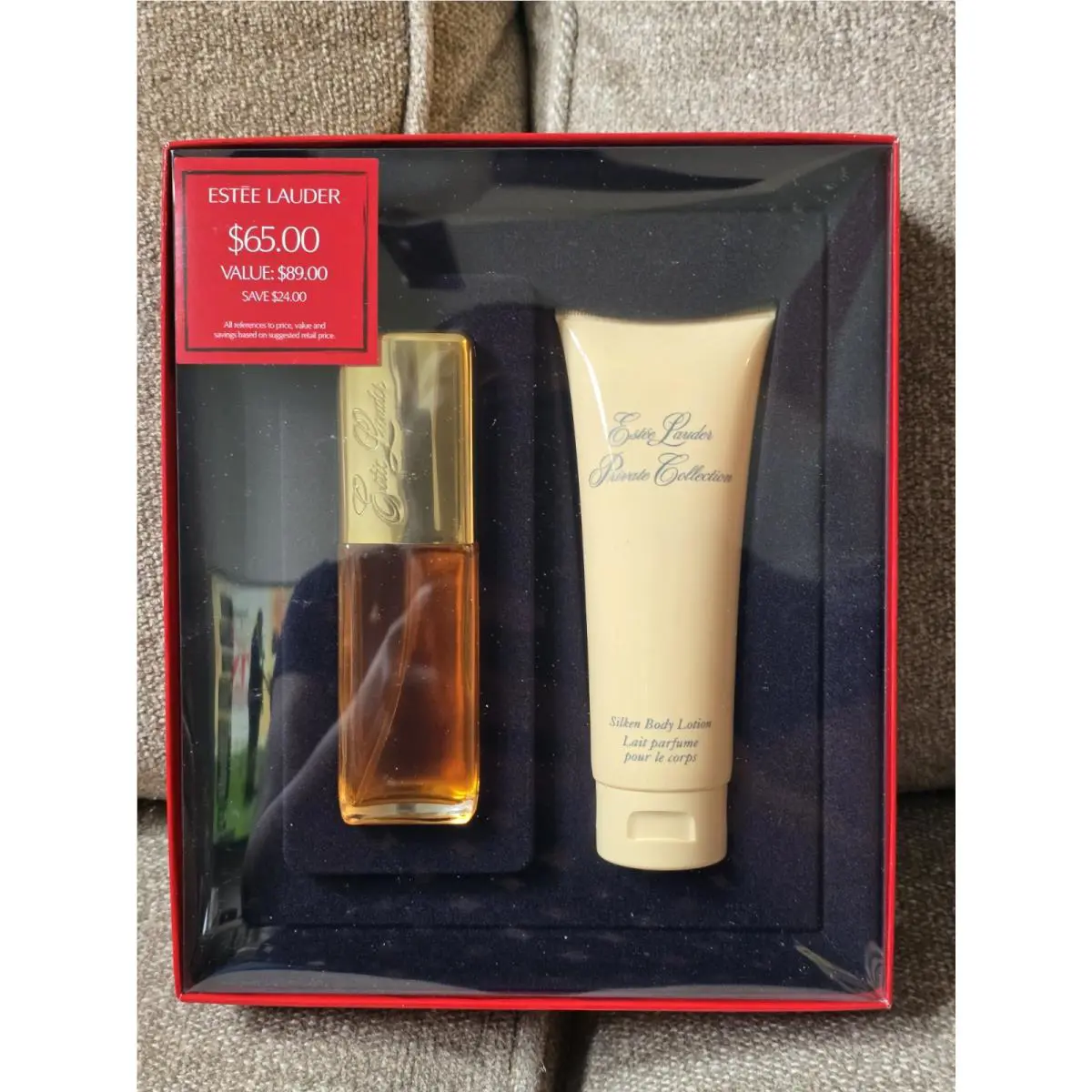 Estee Lauder Private Collection Two Set 1.75 Oz Pure Fragrance Spray Lotion Vtg