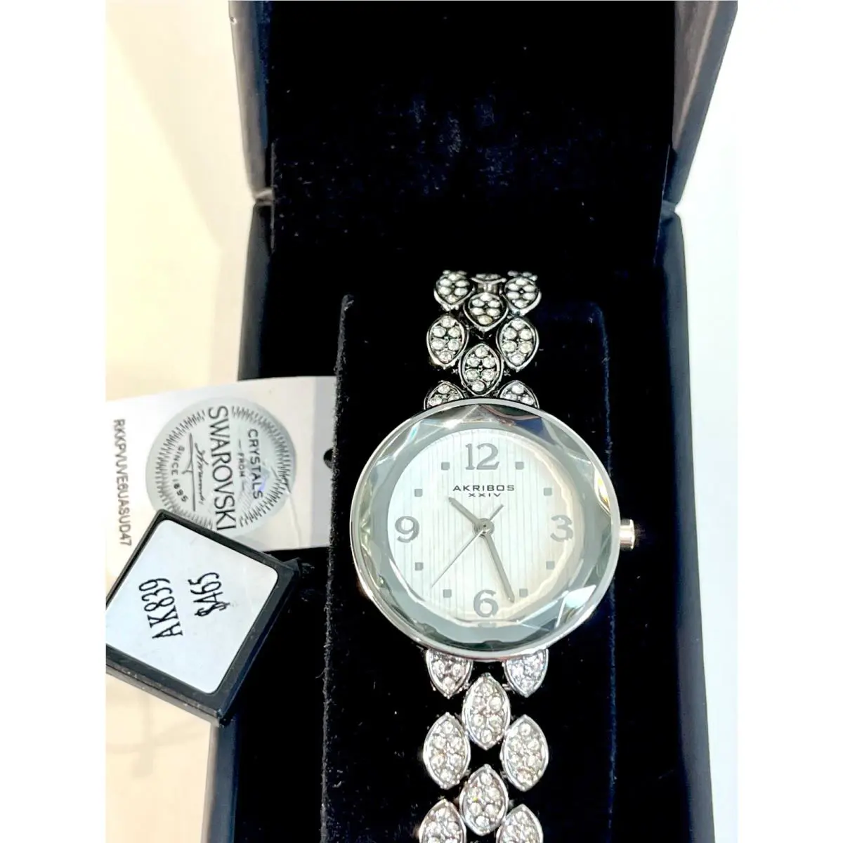Women`s Akribos Xxiv AK839 Swarovski Crystal Studded Link Bracelet Watch