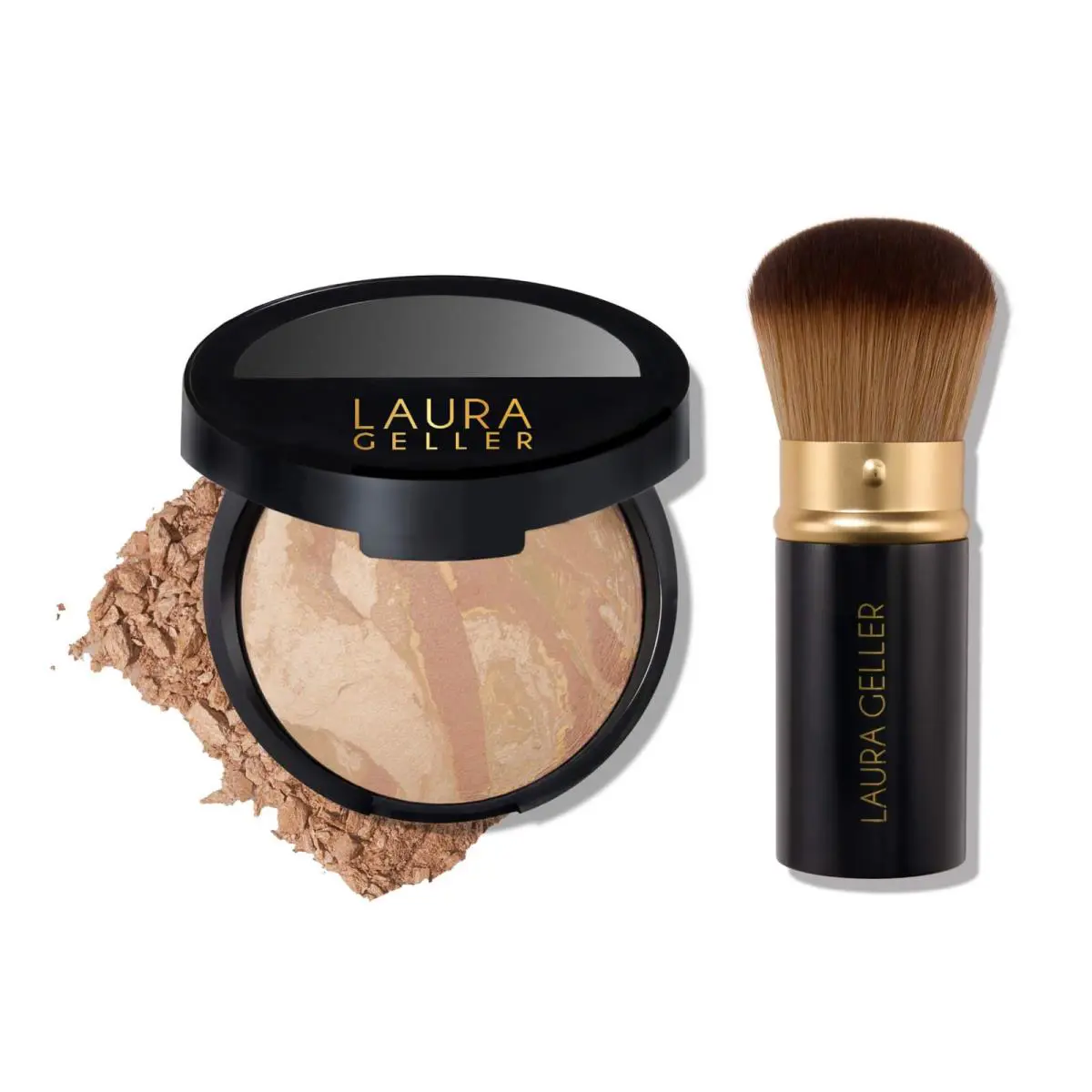 Laura Geller Baked Balance-n-brighten Foundation with Kabuki Brush Makeup Set Light