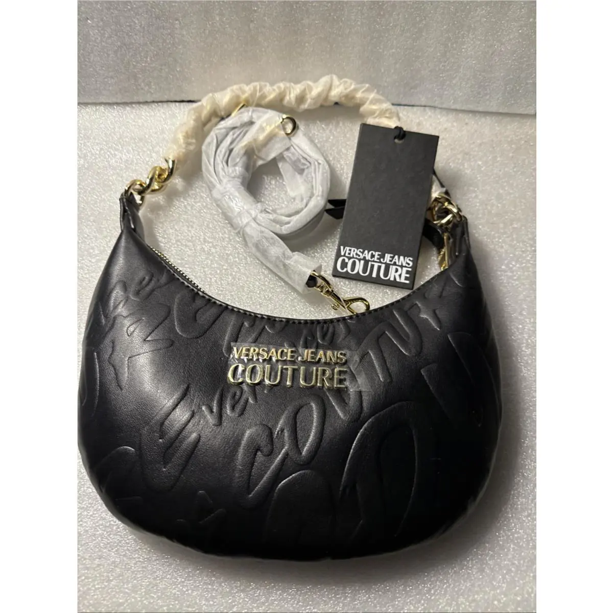 Versace Jeans Couture Shoulder Bag Black W9.1xH6.7 Gold Chain Strap