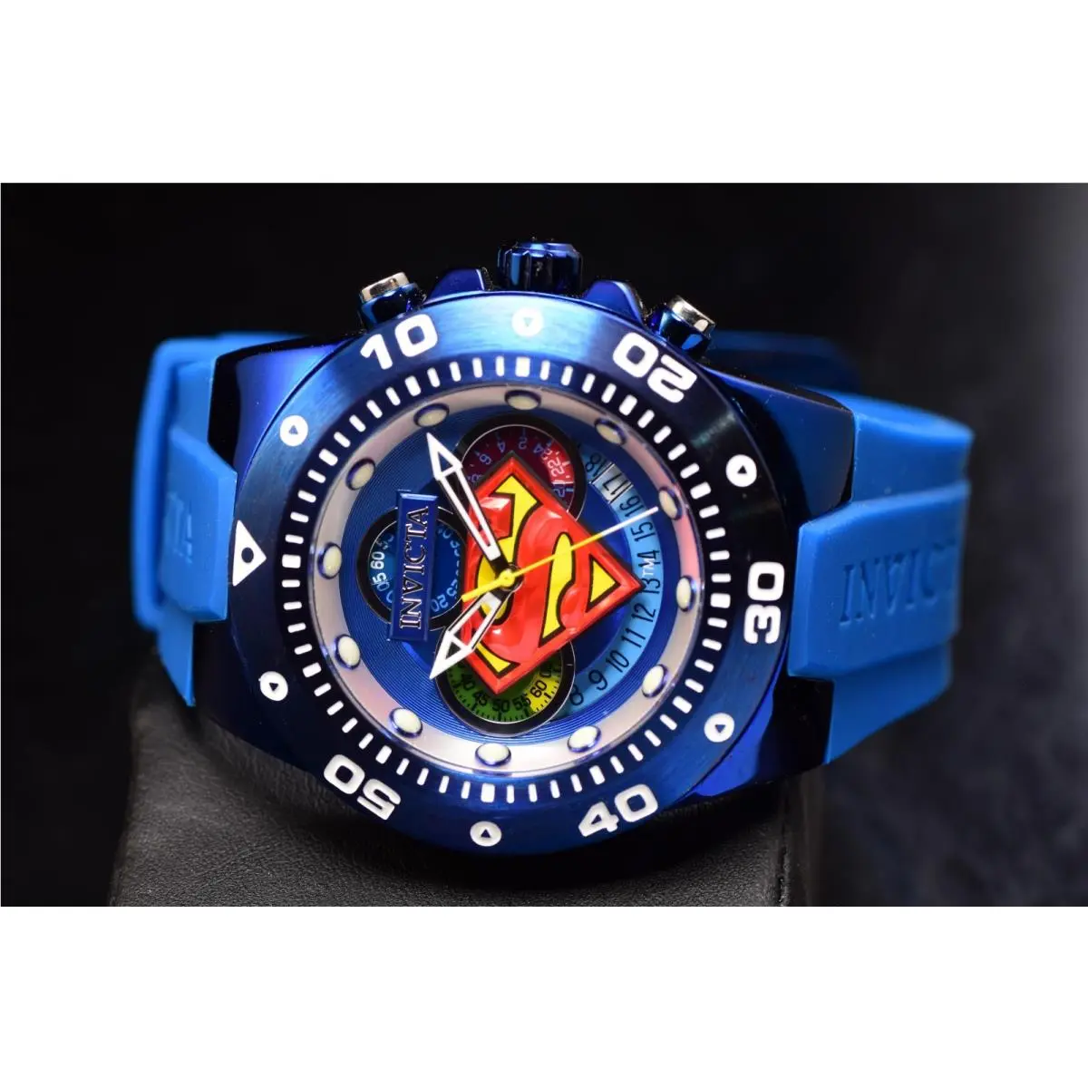 Invicta Men`s DC Comics Superman Lim Ed. Blue Tone Quartz Strap SS Watch
