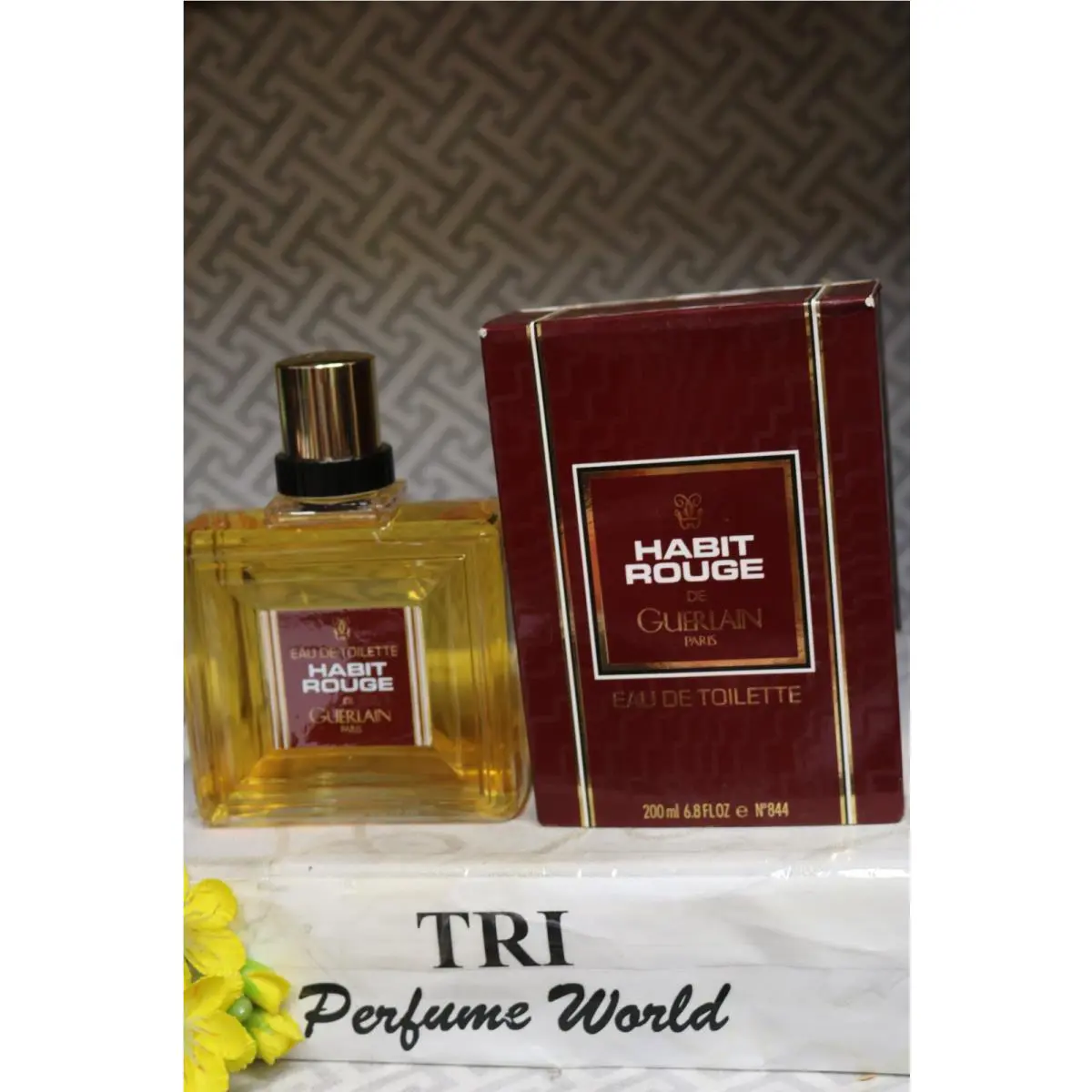Habit Rouge de Guerlain Eau de Toilette Men Splash Dab-on 6.8 Fl. Oz. Vintage
