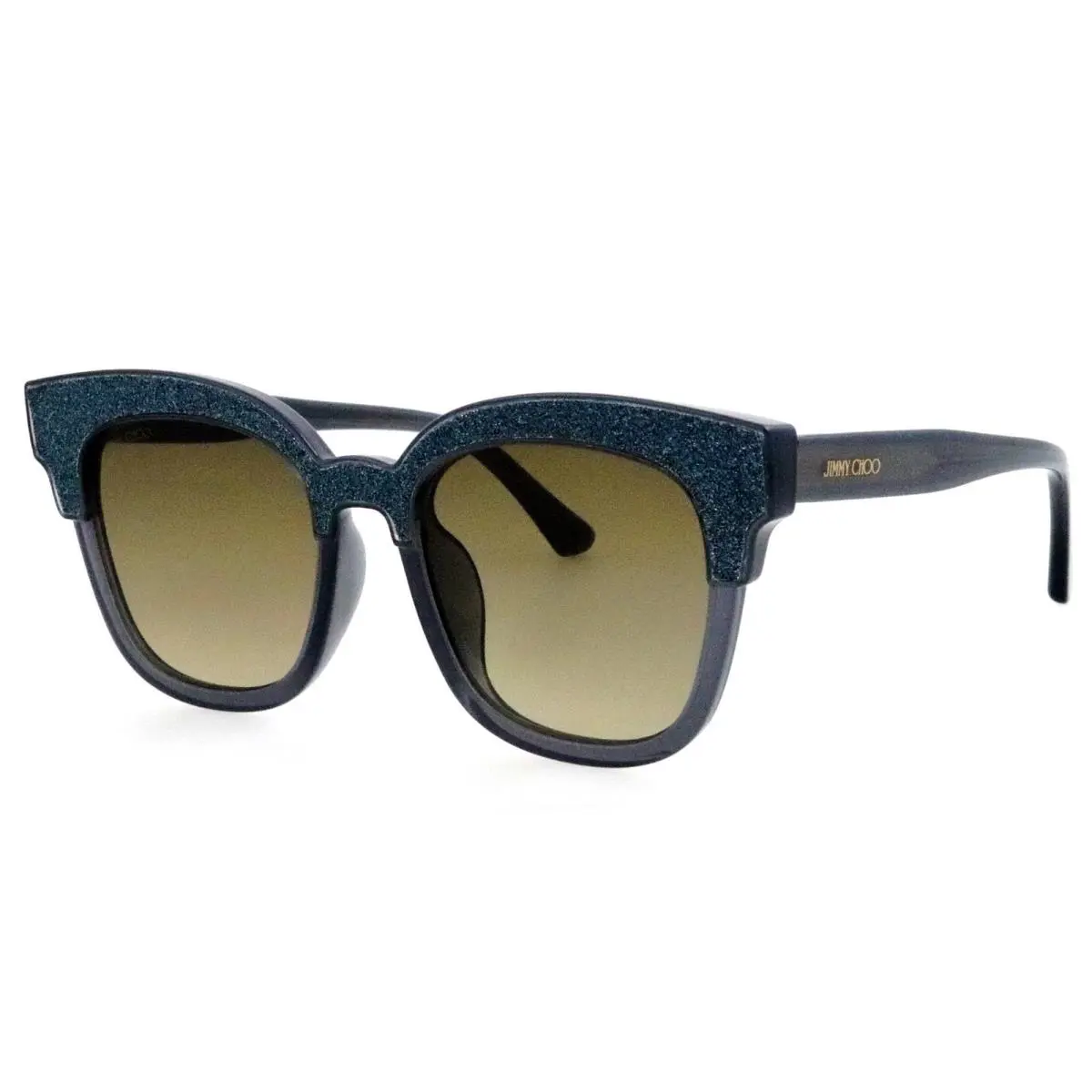 Jimmy Choo Mayela/s 18VVF 50mm Blue Glitter Square Cat Eye Sunglasses Italy