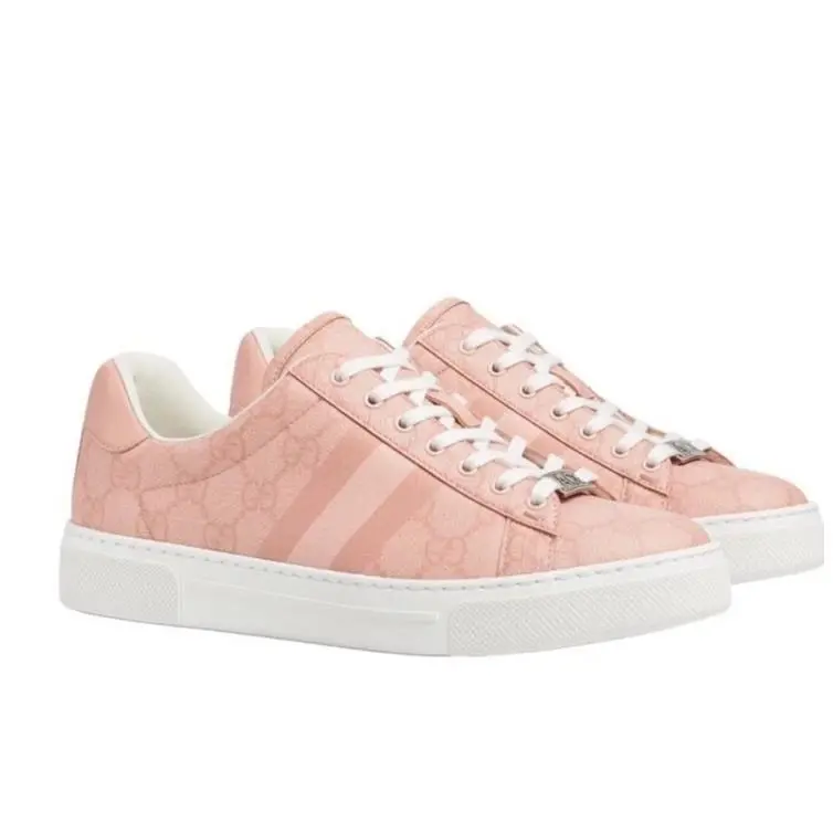 Gucci Women’s Pink GG Supreme Ace Tonal Web Sneakers US 10/EU 40