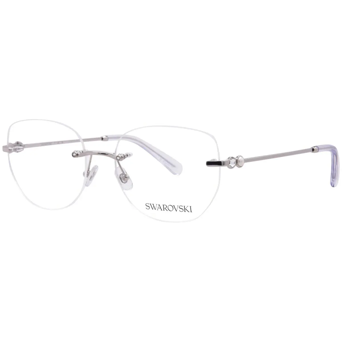 Swarovski SK1038 4001 Eyeglasses Women`s Silver Rimless Style Round Shape 56mm