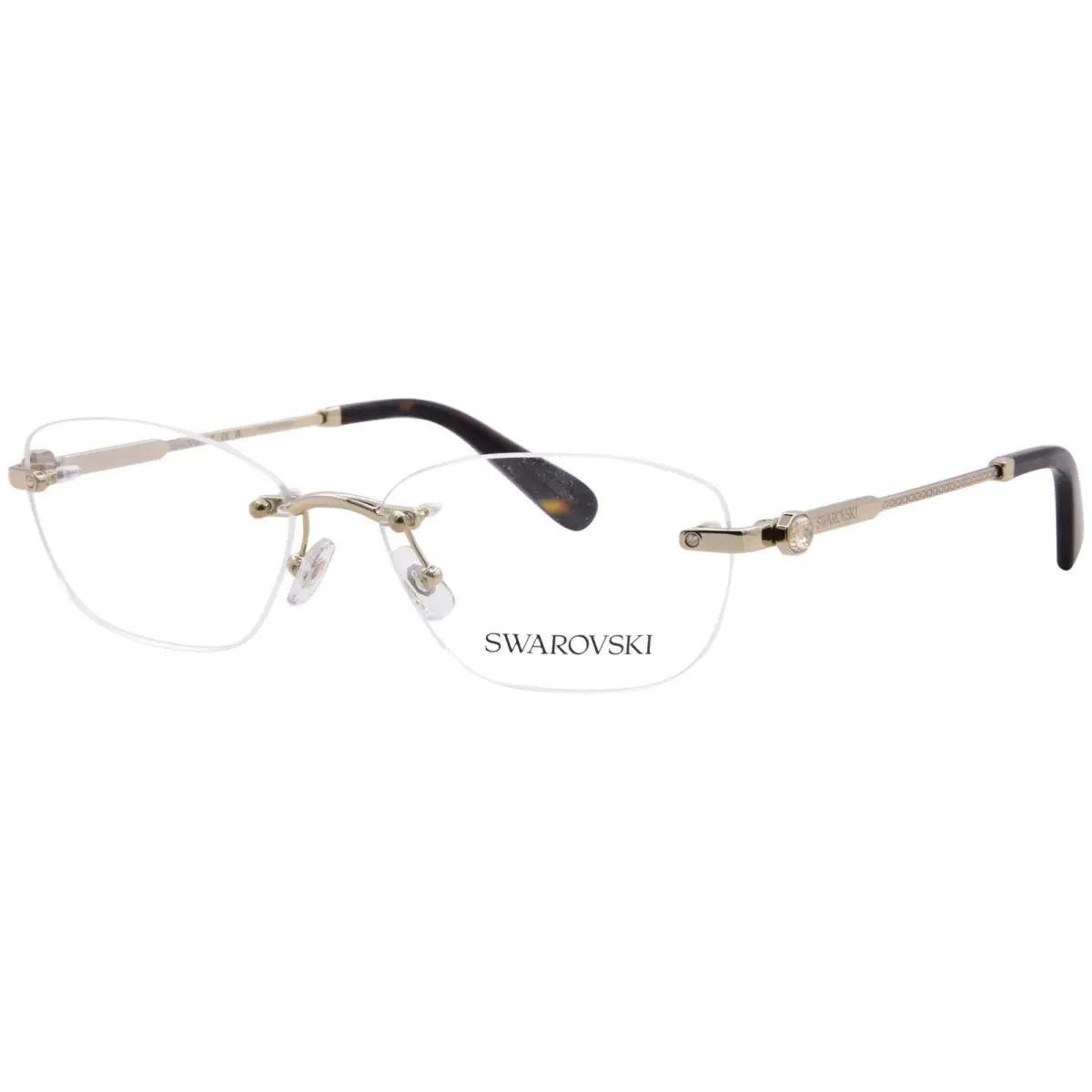 SK1037 4028 Eyeglasses Women`s Pale Gold Rimless Style Oval Shape 56mm by Swarovski