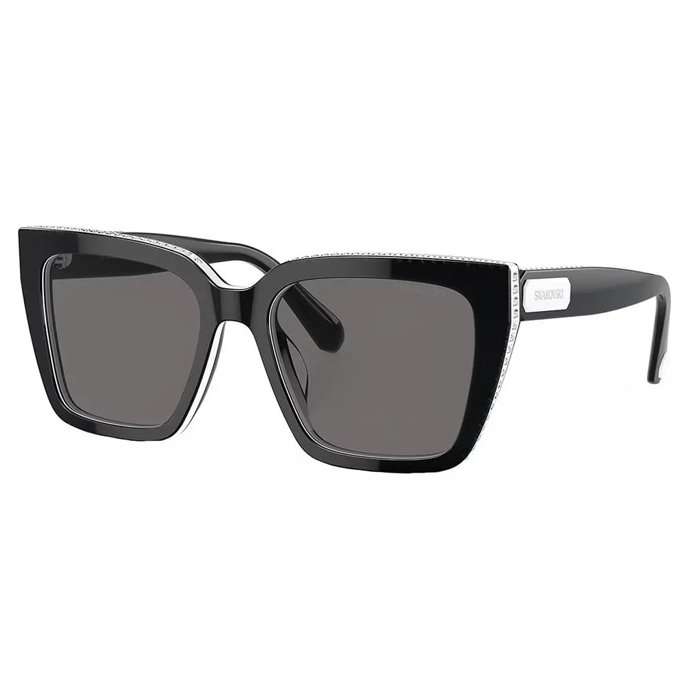 SK 6013 101581 Black Plastic Pillow Sunglasses Grey Polarized Lens by Swarovski