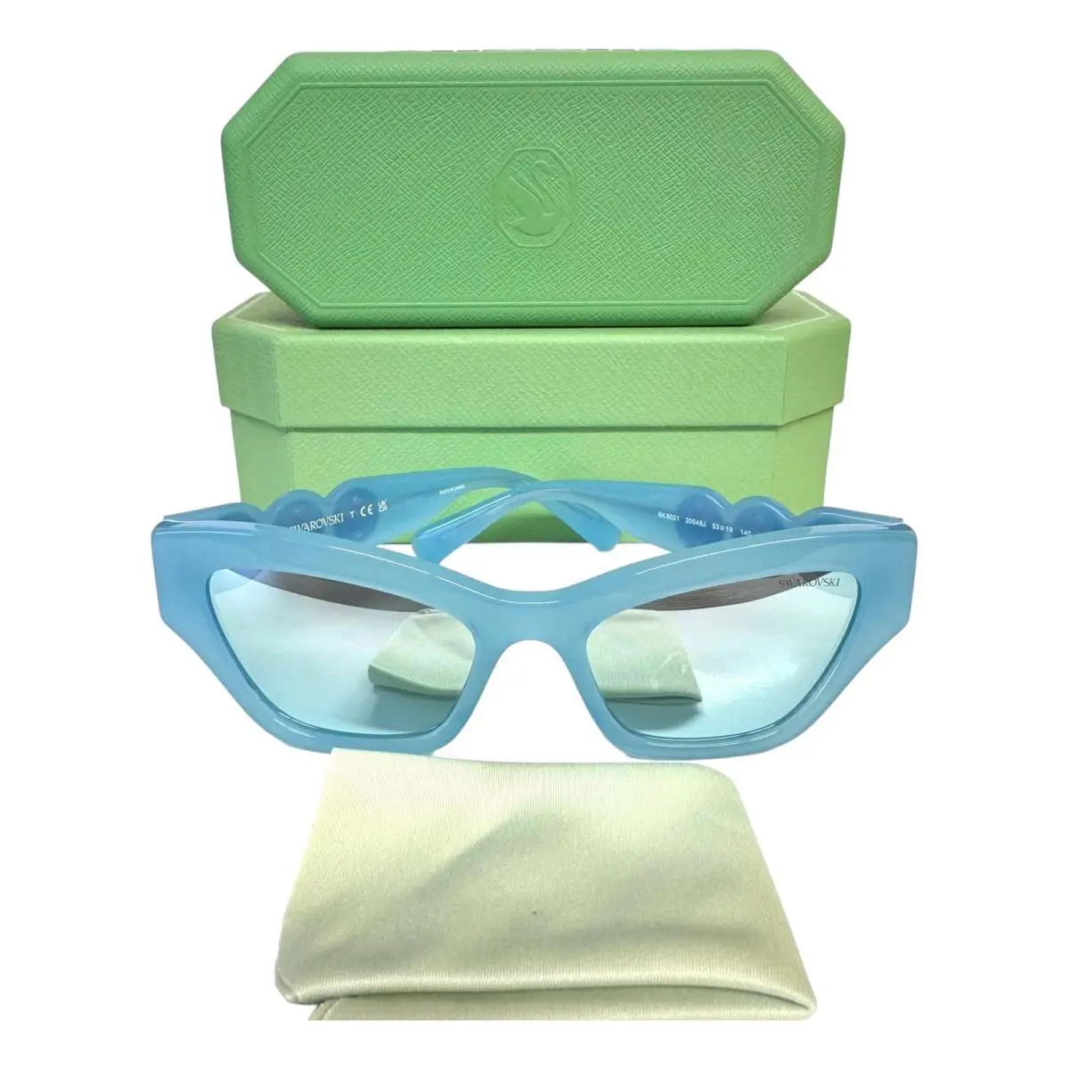 Swarovski Sunglasses SK 6021 Milky Light Blue Swarovski Crystals with Case