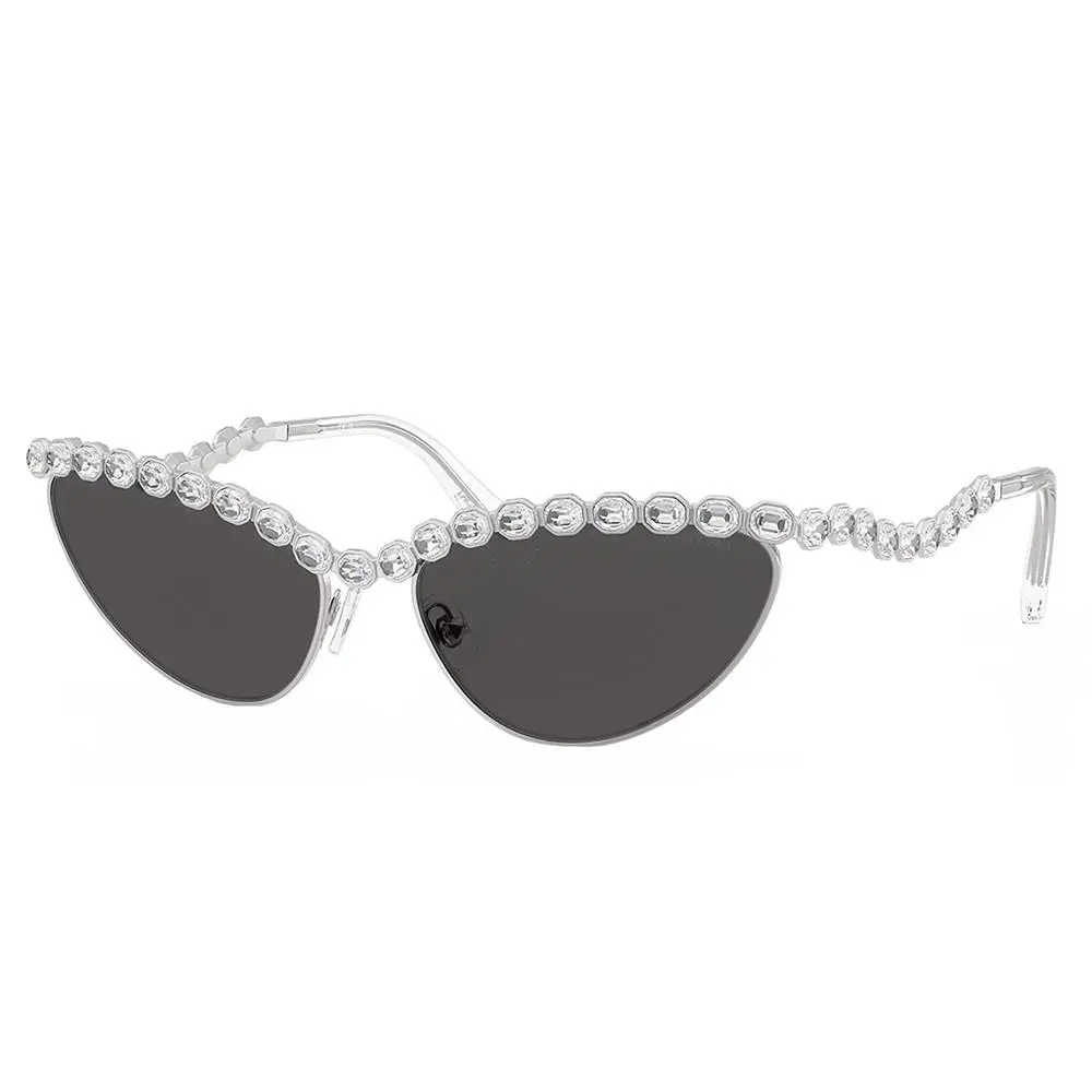 SK 7030 400187 Silver Metal Cat-eye Sunglasses Grey Lens by Swarovski