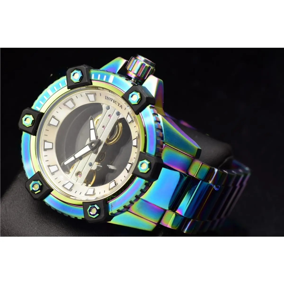 Invicta Reserve Limited Ed Men`s 48mm Rainbow Iridescent Mechanical Watch