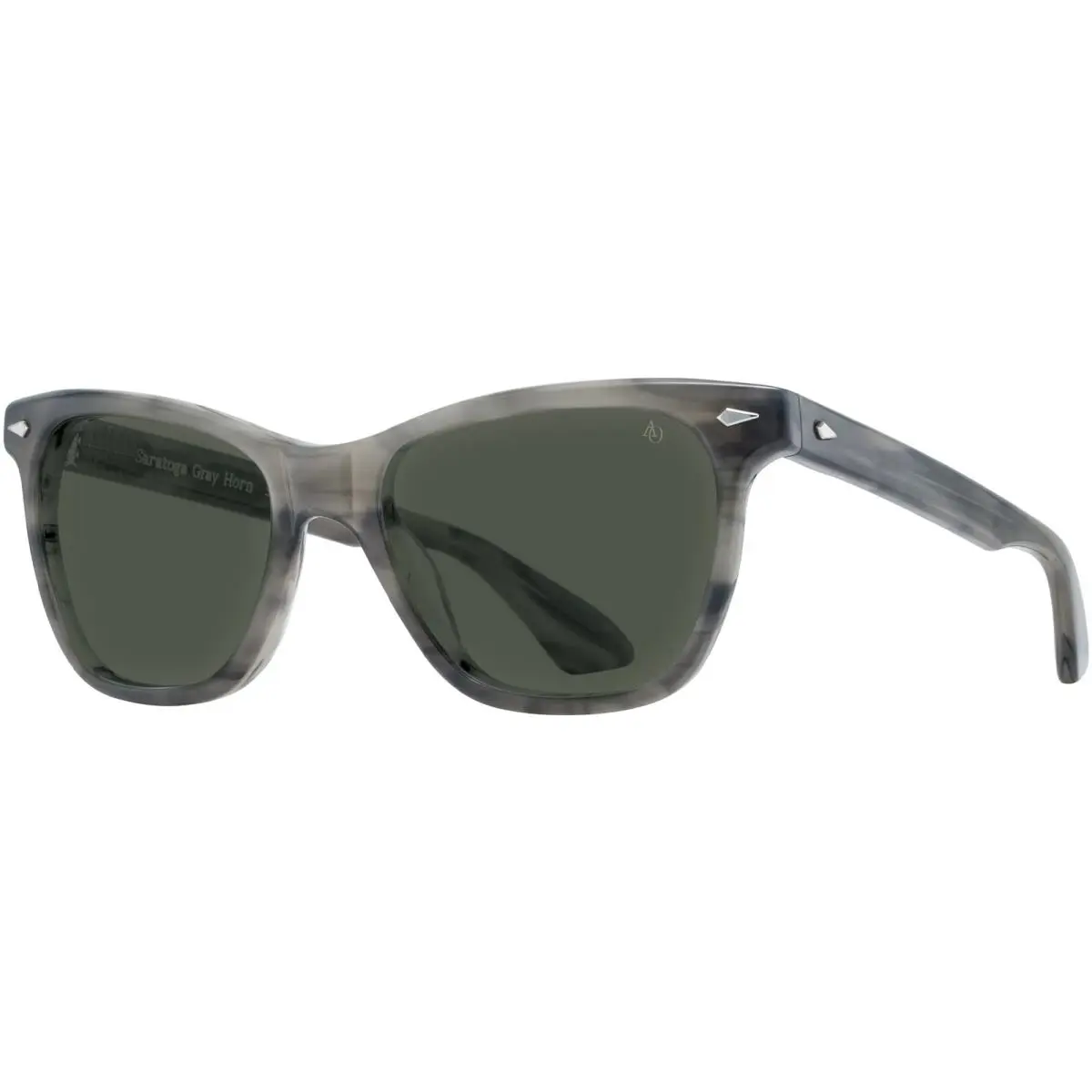 Saratoga Soft Square Sunglasses w/ Nylon Lens Gray Horn/Green (852ST-GNN) by American Optical