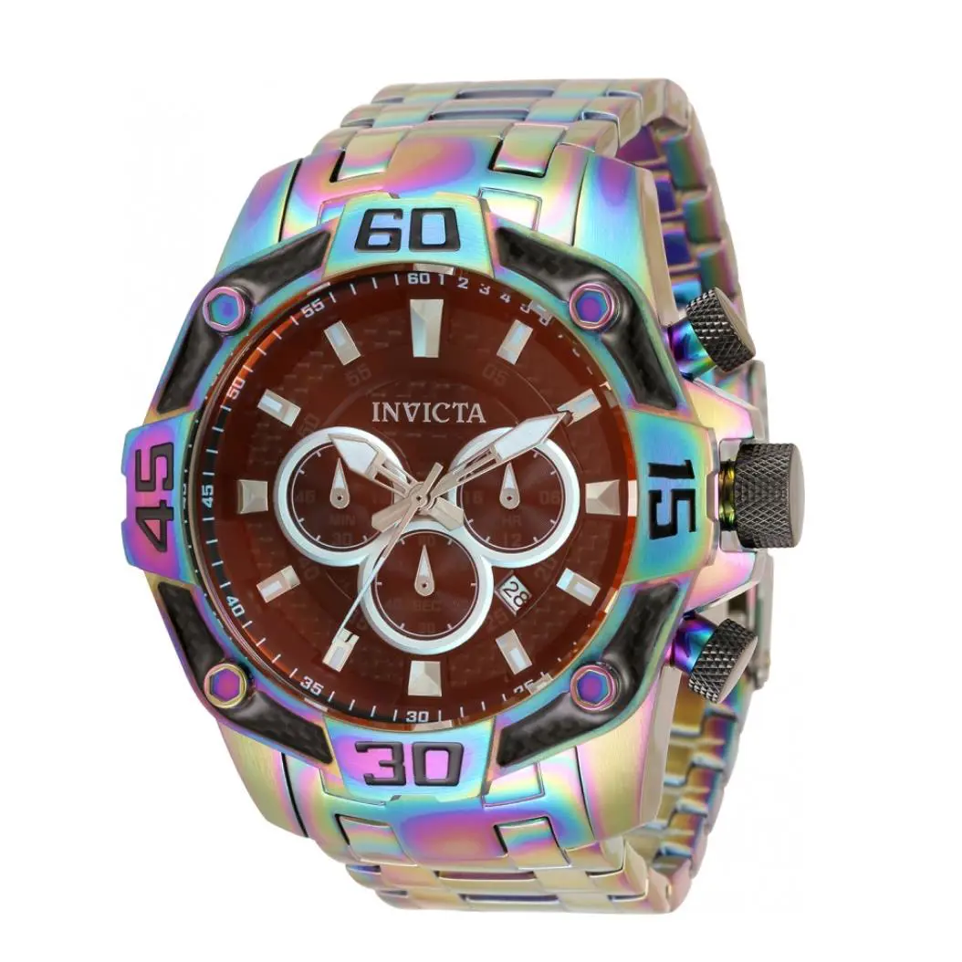 Invicta Pro Diver Mens 52mm Carbon Fiber Dial Tinted Crystal Rainbow Watch 33849