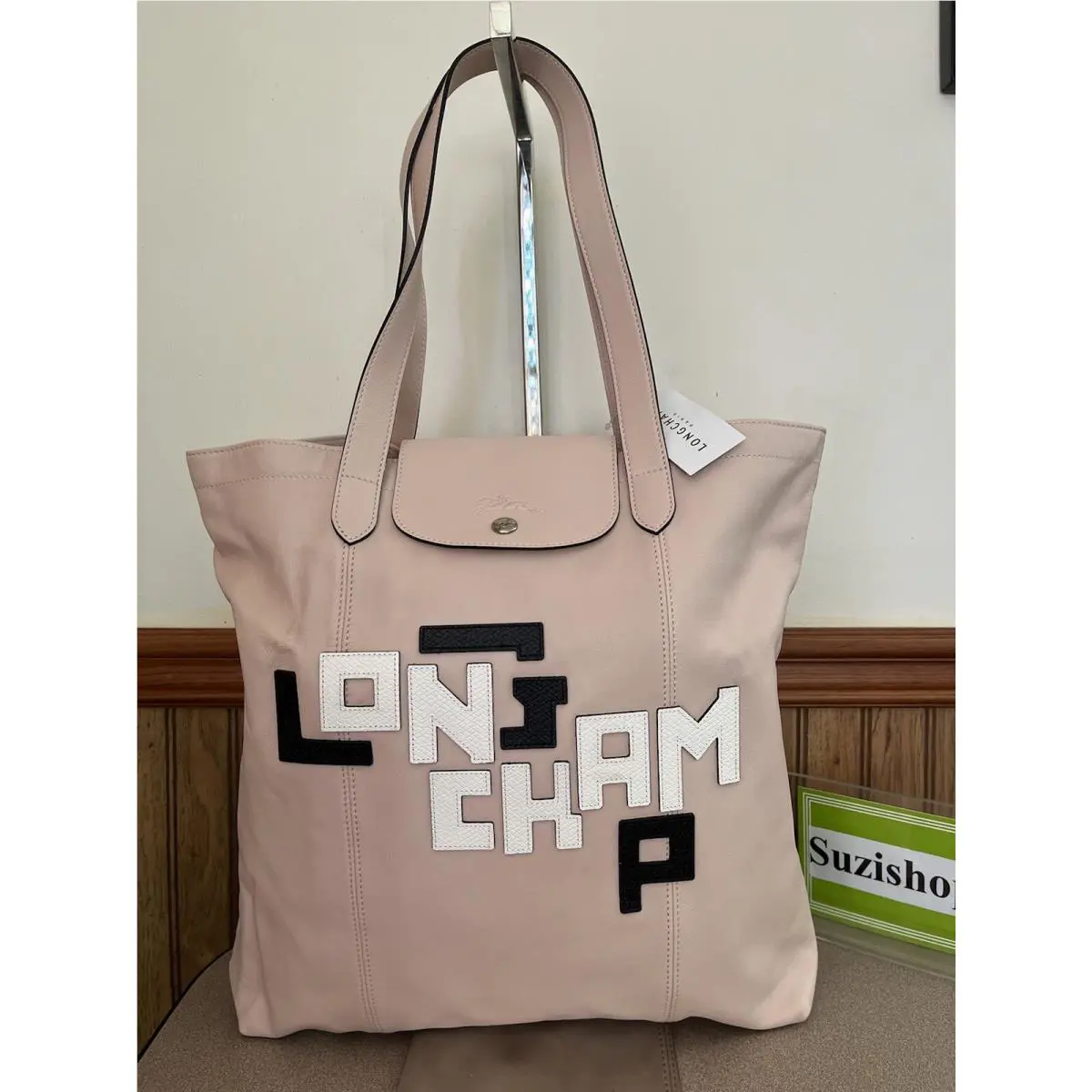 Le Pilage Leather Cuir Large Tote Bag Pale Pink Made In France by Longchamp