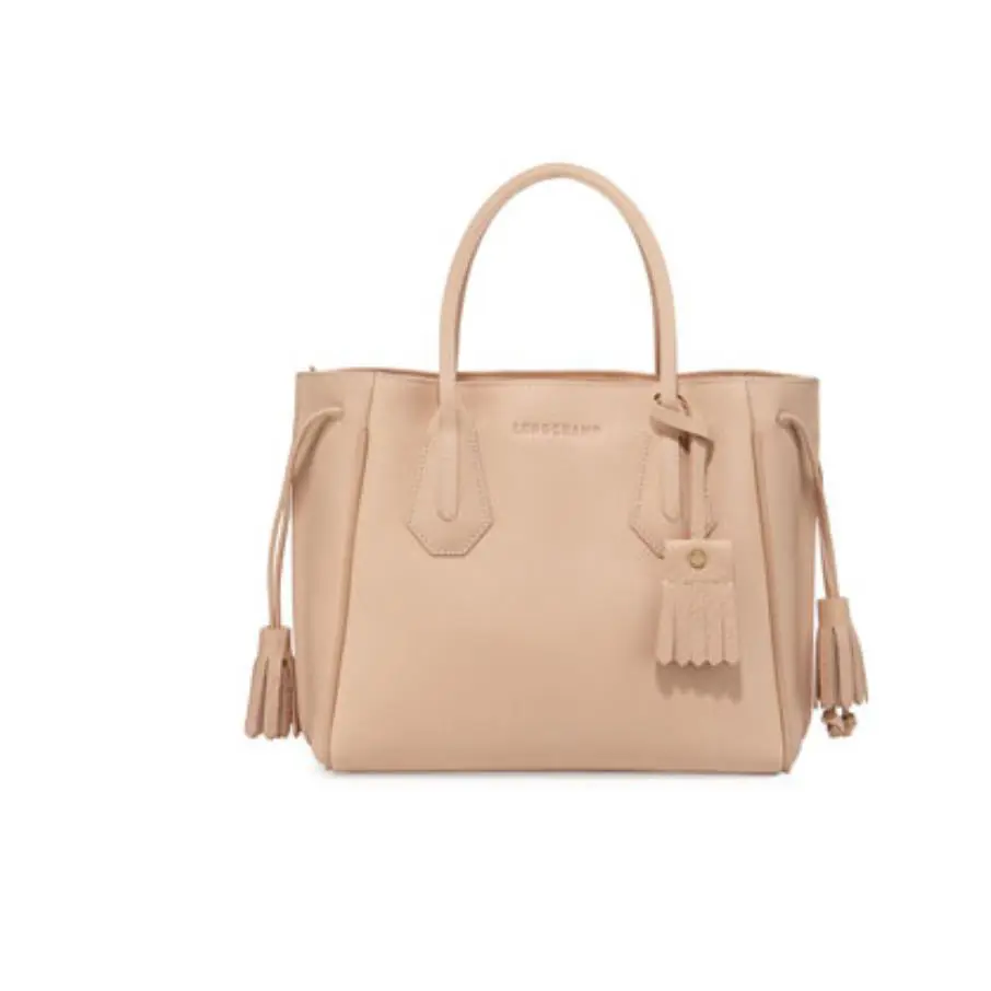 Longchamp Small Penelope Tassel Drawstring Leather Tote Handbag Sandy