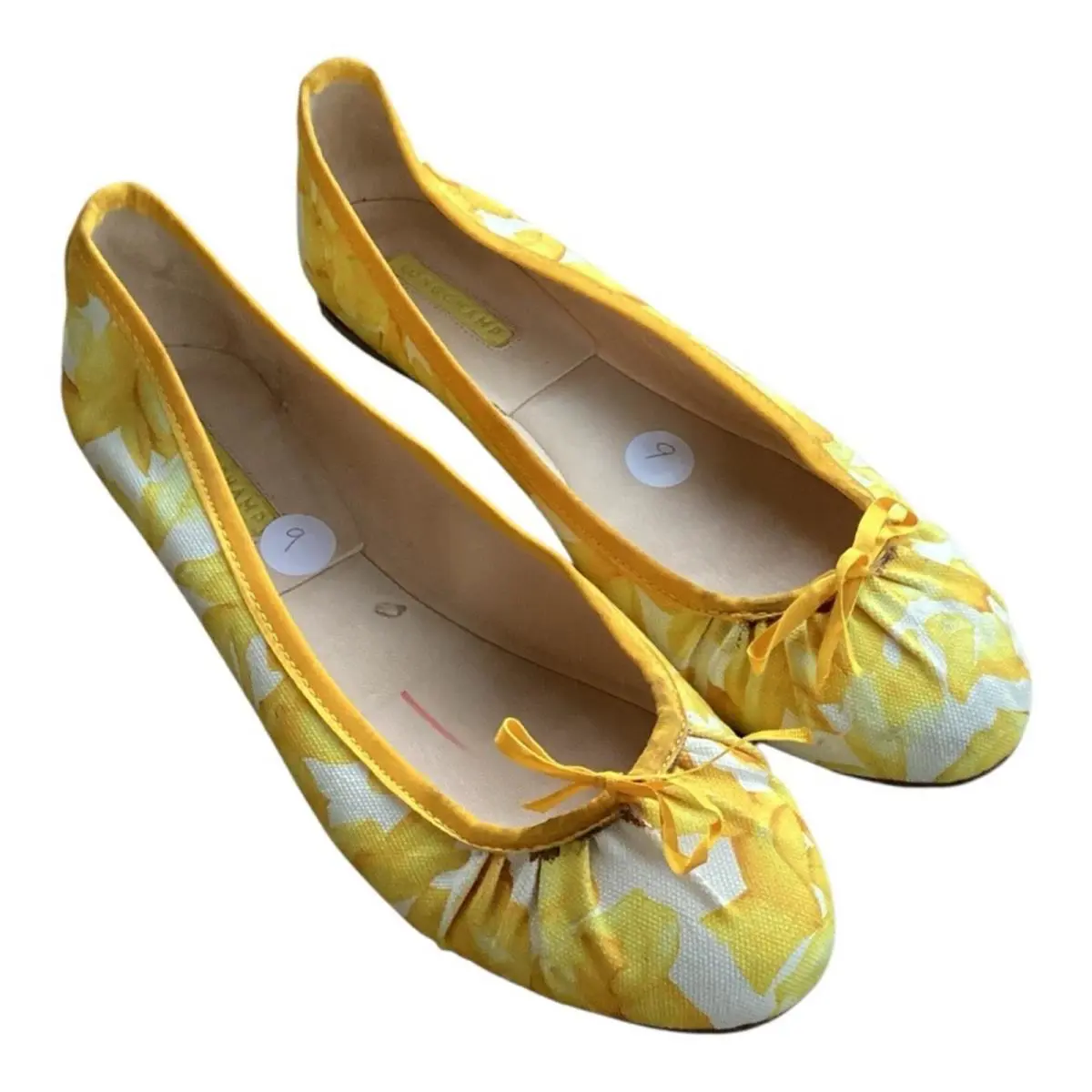 Longchamp Yellow Floral Bow Ballet Flats Shoes EU 40
