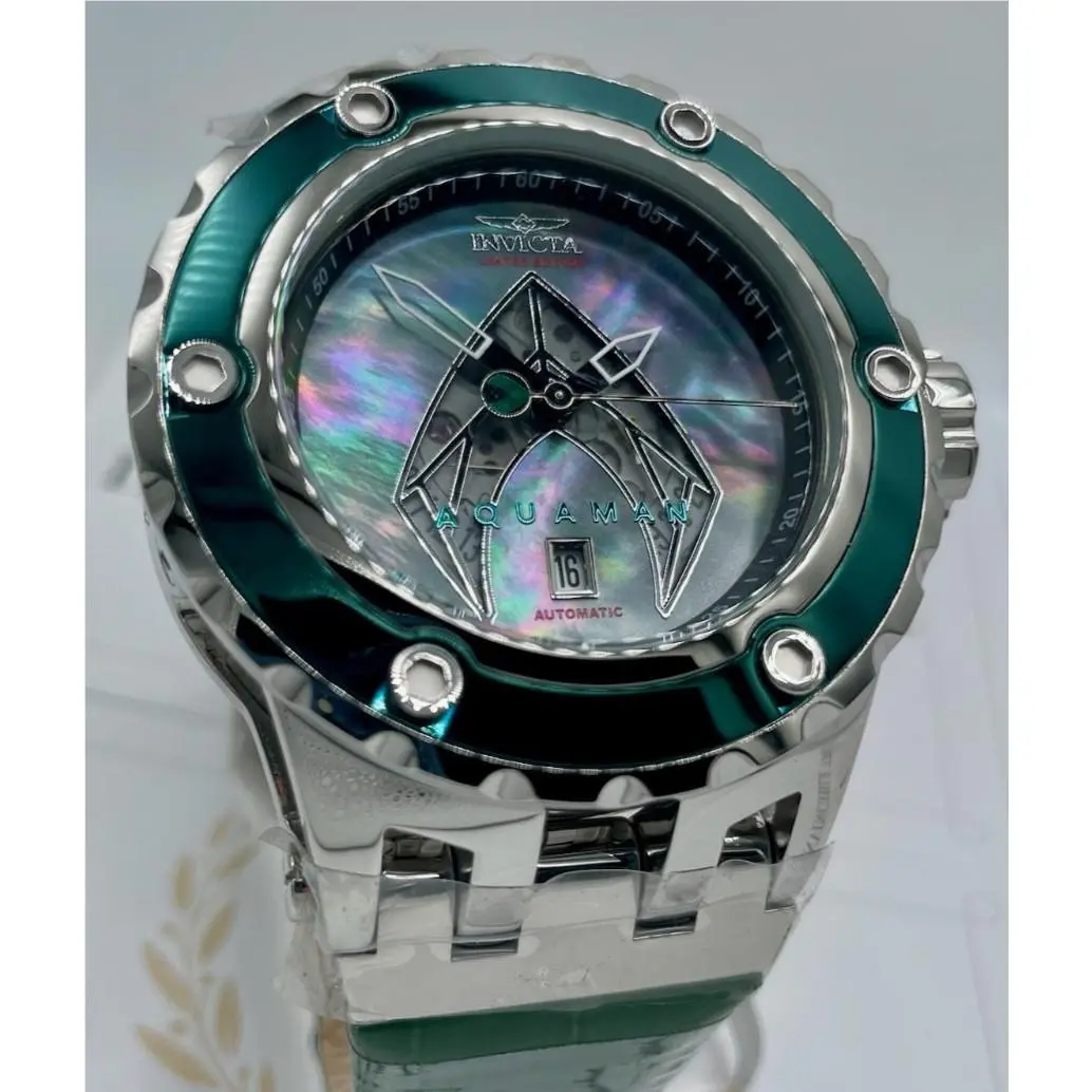 DC Comics Aquaman Auto Men`s Watch w/ Mop Dial 52mm Green/steel 43912 by Invicta