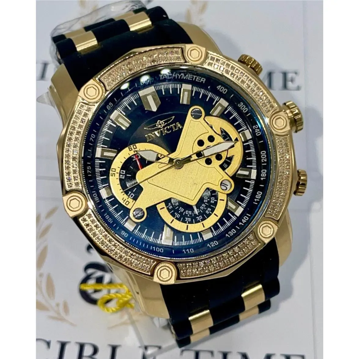 Invicta Pro Diver 0.71 Carat Diamond Men`s Watch - 50mm Gold Black 38005