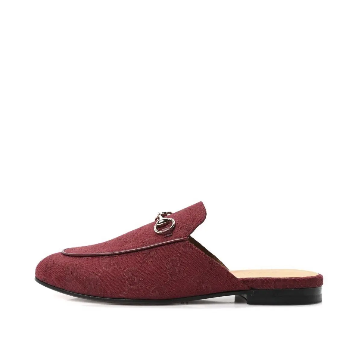 Gucci GG Monogram Canvas Womens Princetown Slippers Burgundy US10/EU40