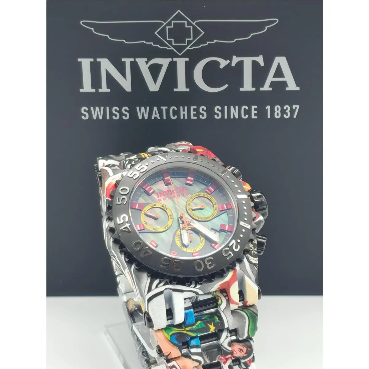 Invicta Reserve 50mm Swiss Movement Unique Aqua Plating Oyster Dial Men`s Watch