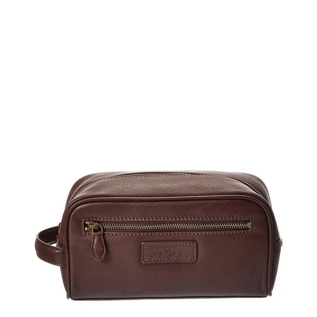 Natural Milled Textured Leather Travel Case Men`s Brown Os by Brooks Brothers