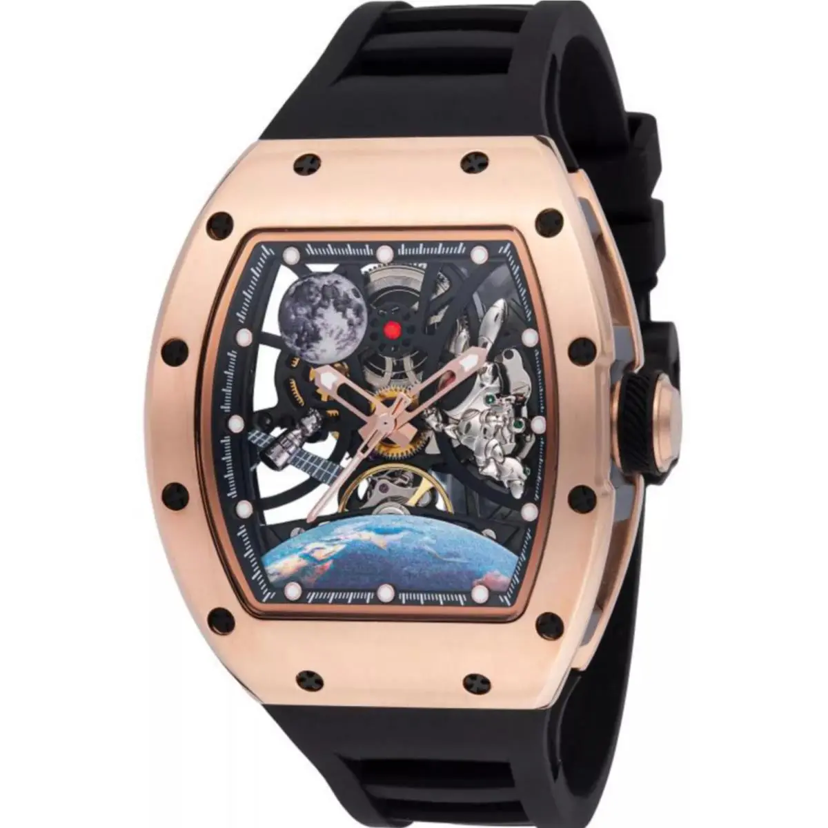 Invicta S1 Rally Interstellar Automatic Men`s Watch 41mm Black Skeleton 49011 - Dial: Pink, Blue, Rose Gold, Silver, Black, Rose, Band: Black, Bezel: Rose Gold, Gold, Pink, Silver, Black, Brown