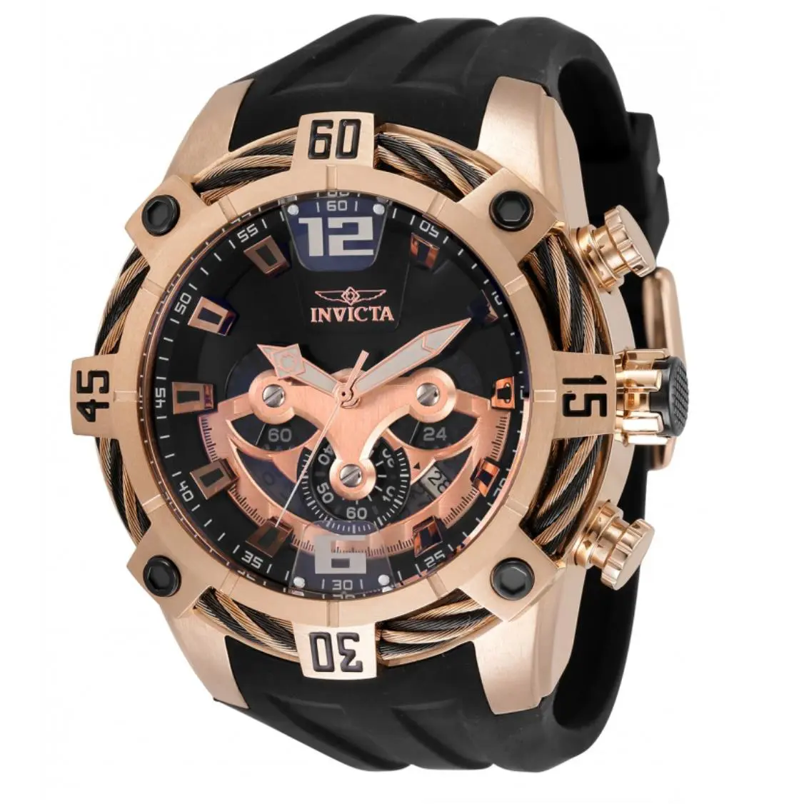 Invicta Bolt Cable Exclusive Men`s 51mm Rose Gold Quartz Chrono Watch 35630