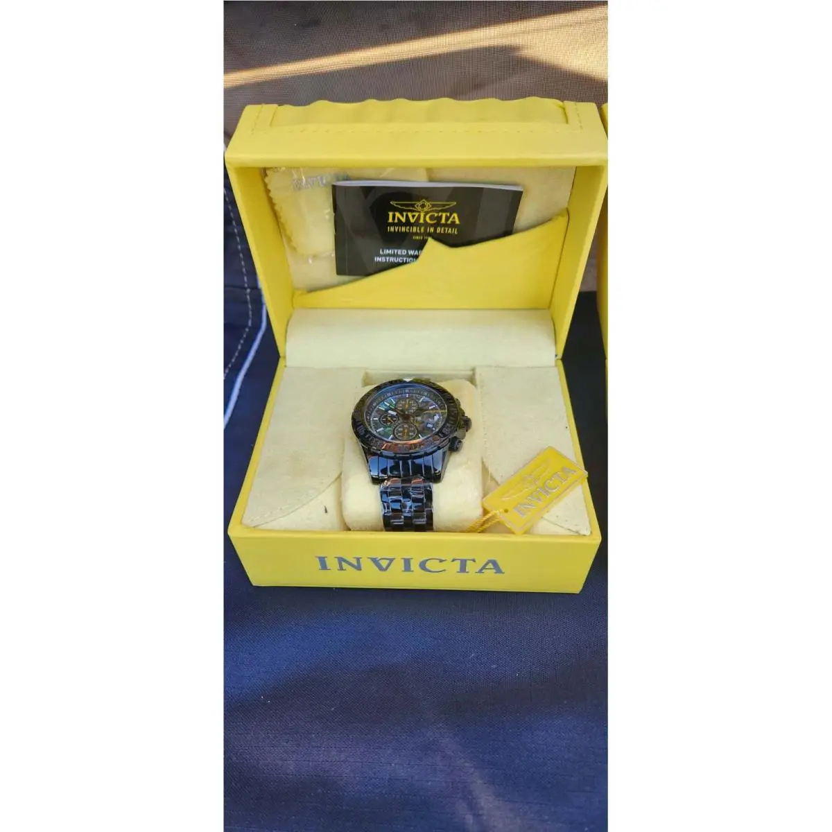 Invicta Aviator 33579 Mens Black Chronograph Watch Abalone Dial