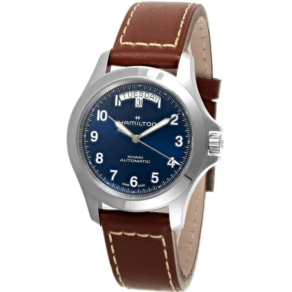 Hamilton Khaki Field King Day-date 40mm Blue Dial Leather Men`s Watch H64475540