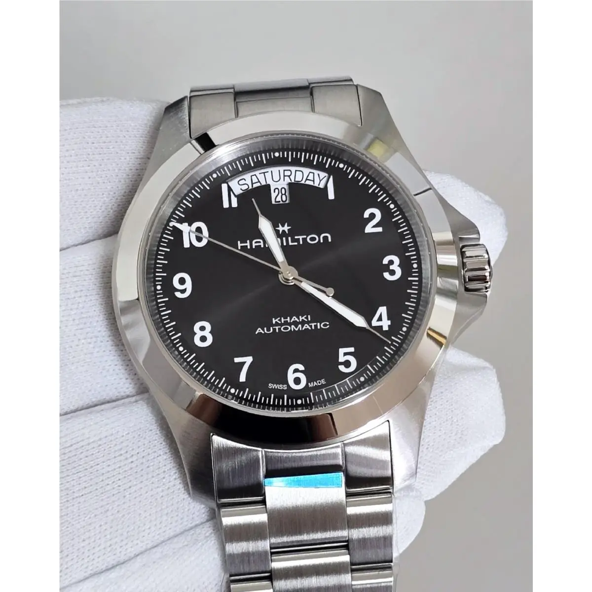 Khaki Field King Day-date Auto 40mm Black Dial SS Men`s Watch H64475131 by Hamilton