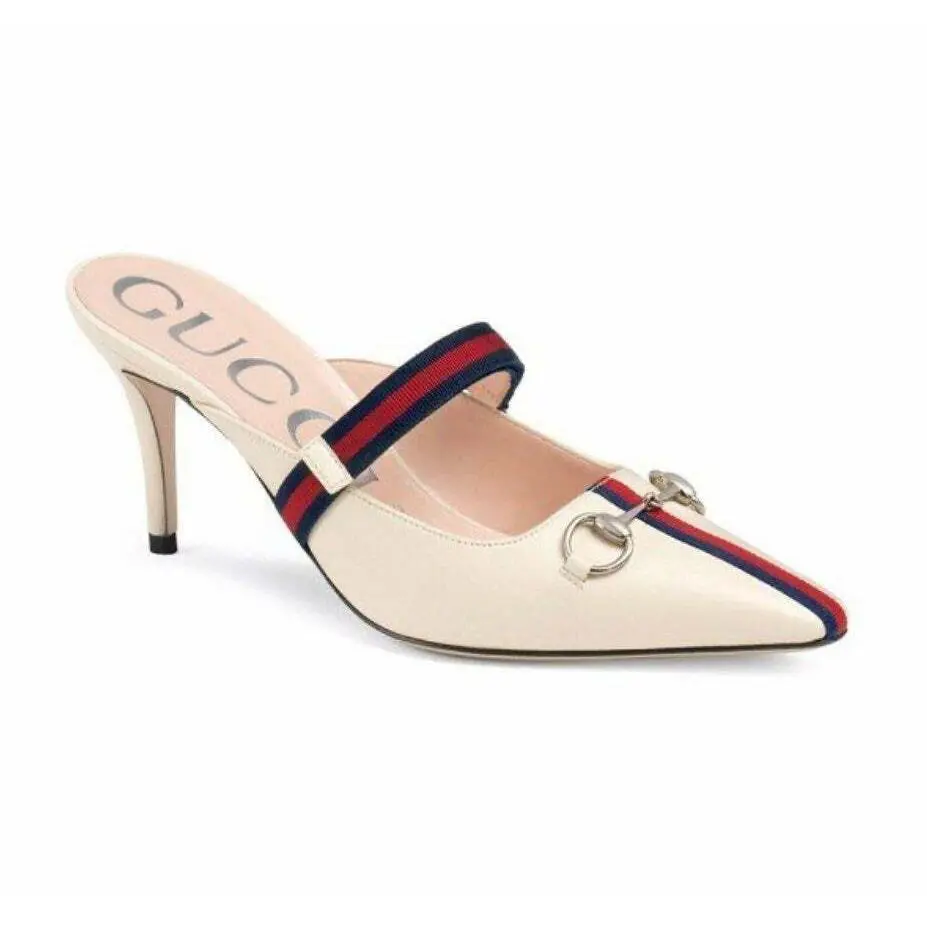 Gucci Women`s Emma Malaga Kids Mules Heels Z2913 Size 38/ 8 US - Multicolor