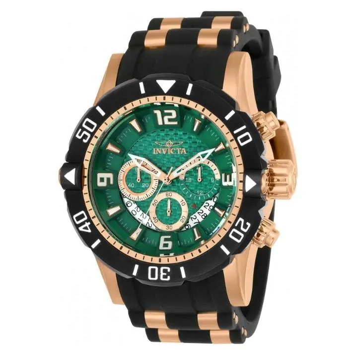 Invicta Pro Diver Scuba Mens 50mm Green Carbon Fiber Chronograph Watch 23712 - Dial: Green, Band: Black