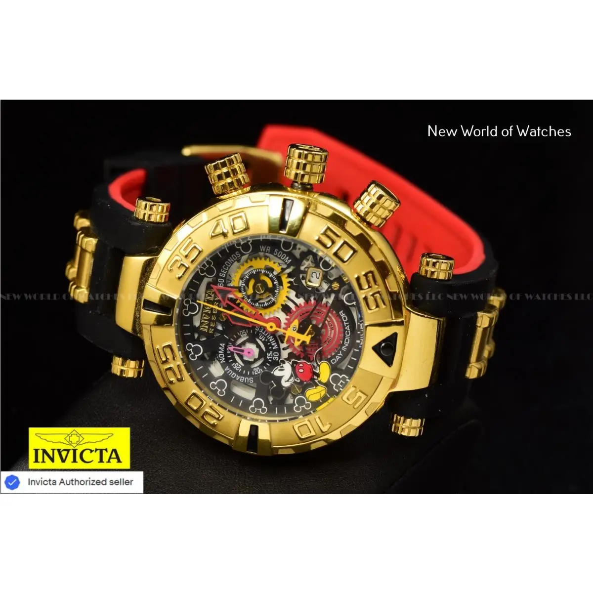 Extremely Rare Invicta Disney Mickey Mouse Limited Ed Black Gold Women Watch