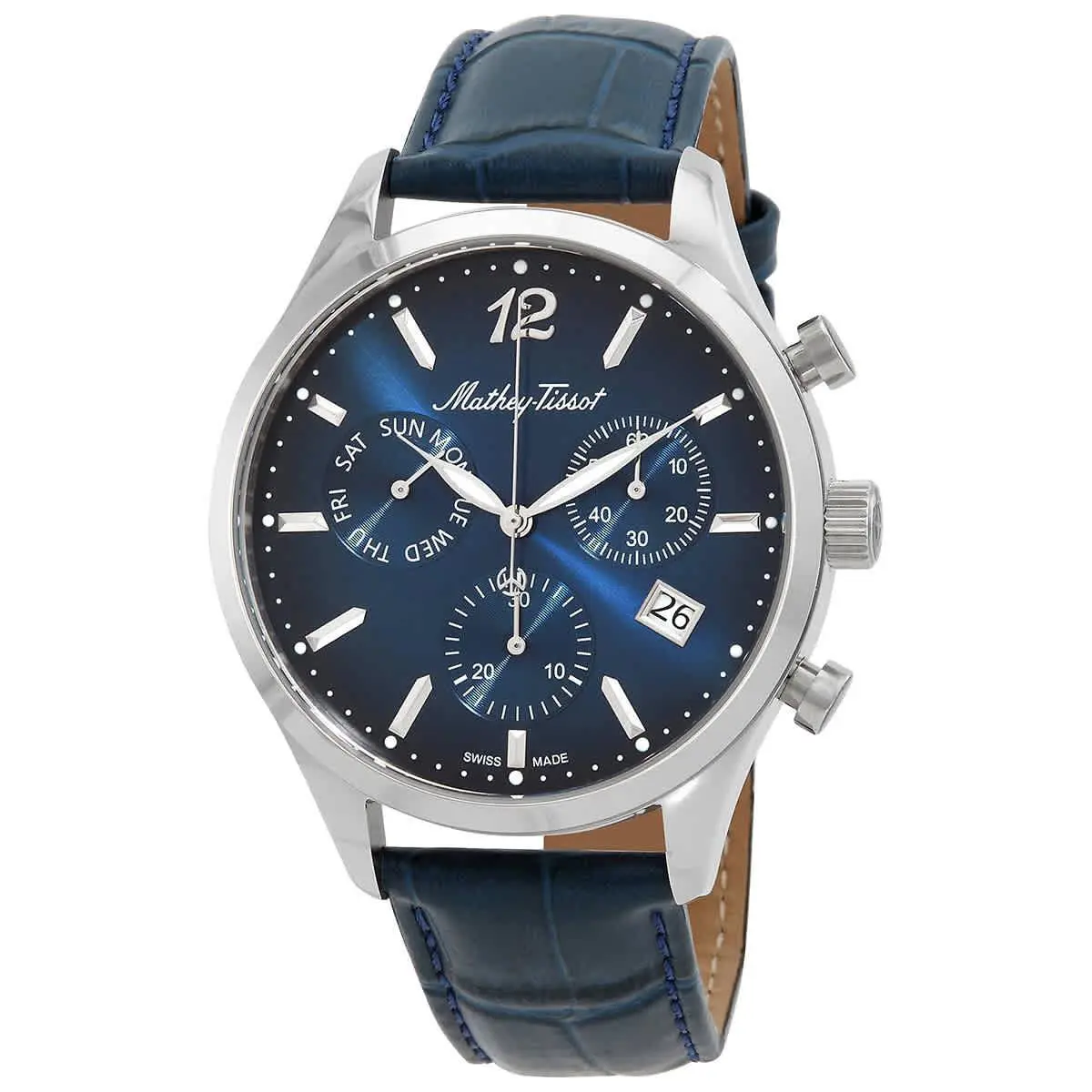 Mathey-tissot Urban Chrono Chronograph Quartz Blue Dial Men`s Watch H411CHALBU - Dial: Blue, Band: Blue, Bezel: Silver-tone