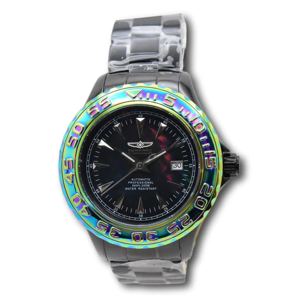 Invicta Ocean Ghost Automatic Mens 47mm Black Mop Iridescent Rainbow Watch 25565